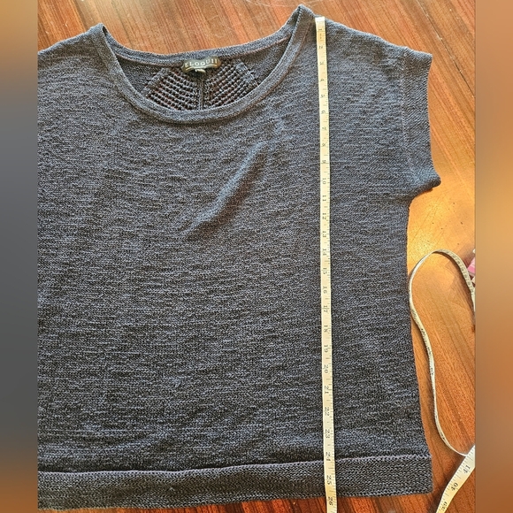 Eloqui Navy Cotton Blend Crochet Knit Drop Short Sleeve T-shirt Plus Size 18/20 - Picture 10 of 10